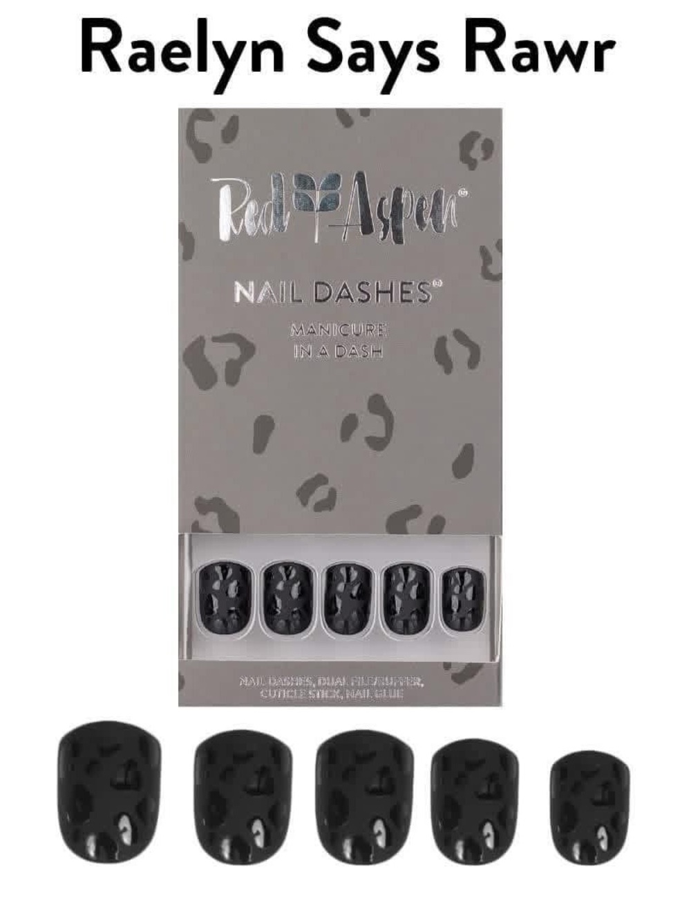 NIB Red Aspen Raelyn Says Rawr Press-On Nail Dashes